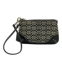 コーチ ポーチ アクセサリーポーチ ストラップ付き キャンバス レザー レディース COACH