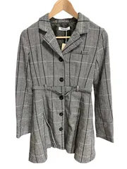 Z1604【美品】REDYAZEL レディアゼル ハーフコート チェック グレー レディース サイズフリー