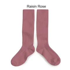 【新品・未使用】collegien(コレジアン) La Haute 【Raisin Rose】Ribbed Knee-high Socks キッズ リブニーハイ 靴下【2950】13.5cm〜21cm