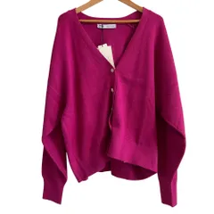 未使用 ZARA ザラ Vネック ニット カーディガン Lサイズ パープル  レディース 古着 中古 USED