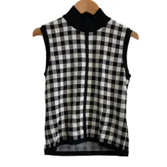 美品 23AW Diagram ダイアグラム グレースコンチネンタル チェックショートニットトップ 0323343150 サイズ36 ブラック レディース 古着 中古 USED