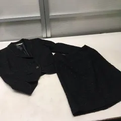 送料無料★SELF＋SERVICE★ツイードスーツ　セットアップスーツ★スカートスーツ　上下★Mサイズ★ブラック#51012sj69