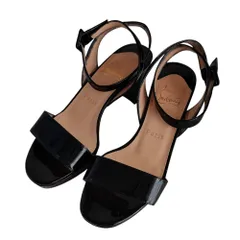 良品 Christian Louboutin クリスチャンルブタン パテントレザー アンクルクロスストラップ サンダル サイズ36 23cm相当 ブラック  レディース 古着 中古 USED