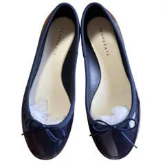 Z1601【美品】TEMPERATE テンパレイト ネイビー フラットシューズ レインシューズ  バレエシューズ  サイズ36  22.5cm