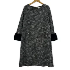 Boujeloud ブージュルード 2WAY ファー ラメツイードワンピース size38/ブラック×ホワイト