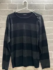 【G3-89】◇ COMME CA ISM Mサイズ ニット・セーター　黒色　ストライプ柄