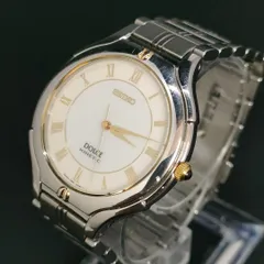 772-2　美品　SEIKO　セイコー　DOLCE　ドルチェ キネティック　ホワイト シェル　ゴールド　シルバー　ラウンド　ステンレス　腕時計　自動巻き　オートマチック　automatic　メンズ　men's　男性　腕時計　watch　4M61-0A40