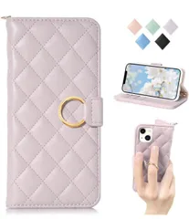 ★For iPhone 15plus ケース 手帳型 可愛い iPhone 15plus ケース手帳型 人気チェック柄 刺繍アイフォン 15plus ケース 手帳型 スマホケース iPhone 15plus ケース 女性 パープル