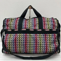 6013　LeSportsac レスポートサック　2way　ボストンバッグ　ハンドバッグ　トートバッグ　ショルダーバッグ　肩がけ　斜めがけ　クロスボディ　ナイロン　大容量　旅行　黒　ブラック　ハート　カラフル　マルチカラー　総柄　ファスナーロック付き