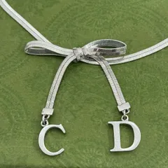 ディオール 蝶々結び リボン チョーカー ネックレス シルバー 080483