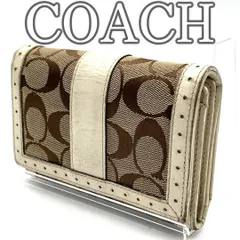 COACH シグネチャー キャンバス × レザー 2つ折り財布 ホワイト系 Vintage Signature Canvas Leather Wallet White