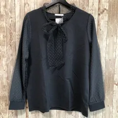 CARRIERE（キャリール）　ドットボウタイブラウス見えカットソープルオーバー　グレー　L　【未使用・タグ付き】