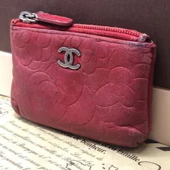 シャネル コインケース ポーチ カメリア 赤 ココマーク FX232
