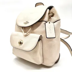 【良品】 COACH Y2K mulch pocket all white leather turn lock backpack コーチ リュック バックパック