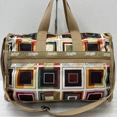 6009　LeSportsac レスポートサック　2way　ボストンバッグ　ハンドバッグ　トートバッグ　ショルダーバッグ　肩がけ　斜めがけ　クロスボディ　ナイロン　大容量　旅行　マザーズバッグ　ベージュ系　茶系　カラフル　マルチカラー　総柄