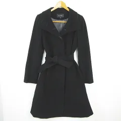 ルスーク Le souk ロングコート ベルト付き アンゴラ 毛 36 ブラック kz13409