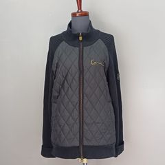 Karl Kani　Мサイズ　ジャケット　キルティング切替ニット　ブラック　フルジップ　カールカナイ