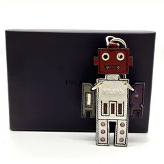 プラダ ロボット キーリング キーホルダー バッグチャーム サフィアーノ レザー メタル PRADA ABランク 中古
