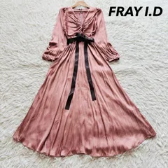 2023AW   FRAY I.D  レザーベルトツイストワンピース ロング丈 ベルト付き 2way キャミソール付き　ウォッシャブル ピンク S