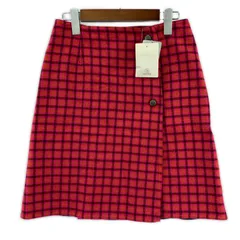 美品  IENA イエナ タグ付き チェック柄 リバーシブル ラップスカート size36/ピンク系×ネイビー
