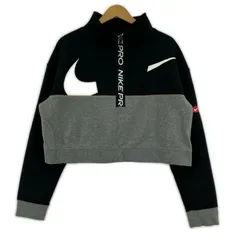 NIKE ナイキ クロップド ハーフジップカットソー sizeM/グレー×ブラック