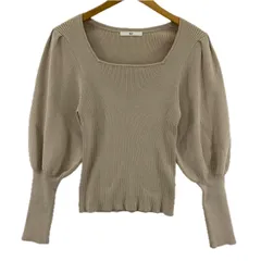 SLY スライ スクエアネック パフスリーブニット sizeFREE/ベージュ