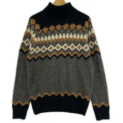 ZARA ザラ 柄切替 タートルネック ニット sizeEUR M/ブラック系