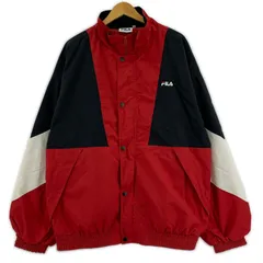FILA フィラ 切り替え カラートラックナイロンジャケット sizeL/ブラック×レッド×ホワイト