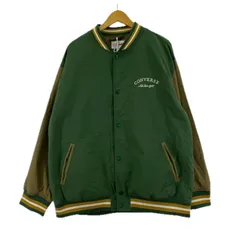 美品  CONVERSE コンバース タグ付き 刺繍ナイロンジャケット size2L/グリーン×ブラウン