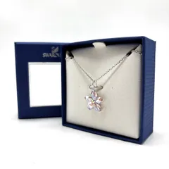 【良品】 SWAROVSKI スワロフスキー ネックレス シルバー 銀色 フラワーモチーフ ストーン ユニセックス 男女兼用 メンズ レディース