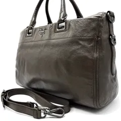 【良品】 PRADA プラダ  ハンドバッグ トートバッグ ショルダーバッグ レザー 革 ブラウン 茶色 A4収納可能 ユニセックス 男女兼用 メンズ レディース