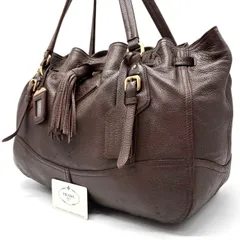 【良品】 PRADA プラダ トートバッグ ハンドバッグ ショルダーバッグ レザー 革 ブラウン 茶色 A4収納可能 ユニセックス 男女兼用 メンズ レディース