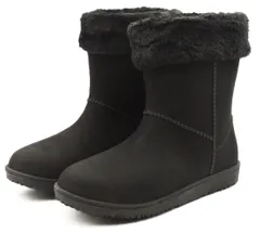 レディース ムートンブーツ ショートブーツ 防寒 完全防水 婦人 レインブーツ おしゃれ 8900 ブラック