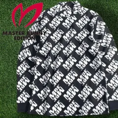 マスターバニー エディション パーリーゲイツ ゴルフ コットン混 ジャガード MBE総ロゴ 総柄 モックネック 長袖 ニットソー カットソー ゴルフウェア 758-3166003 定価1.9万 ブラック ホワイト  ▲030▼51111w07