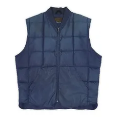 エディーバウアー Eddie Bauer 80s 80年代 ダウンベスト 黒タグ 定番 襤褸 ボロ 雰囲気系 USA ヴィンテージ アメリカ 古着 メンズ ベスト ジレ ネイビー 紺 L相当【中古】