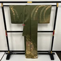 付下げ 辻ヶ花 金箔 裄65 紋無し 豪華金彩 訪問着 正絹 着物 MK-1192