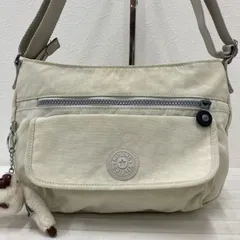 5978　Kipling　キプリング　ショルダーバッグ　ユニセックス　メンズ　レディース　ナイロン　肩がけ　斜めがけ　クロスボディ　オフホワイト系　クリーム色　きなり　ライトベージュ　モンキーチャーム　ゴリラ
