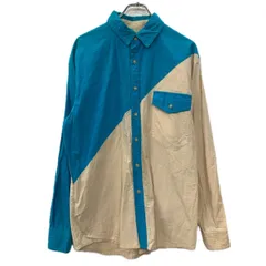 長袖 無地シャツ XL ブルー アイボリー ボタン 胸ポケット コットン100% シンプルシャツ 無地 シンプル 春物 a711-5837