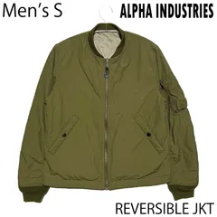 【USED／メンズS】ALPHA INDUSTRIES MA-1／キルティング リバーシブル オリーブ