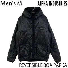 【USED／メンズM】ALPHA INDUSTRIES キルティング ⇔ ボアフリース リバーシブル パーカー ブラック