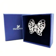 【良品】 箱付き Swarovski スワロフスキー ブローチ コサージュ バタフライ ちょう レディース ヴィンテージ vintage シルバー