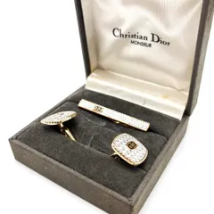 【良品】 Christian Dior クリスチャンディオール ネクタイピン カフス セット シルバー ゴールド ヴィンテージ vintage メンズ