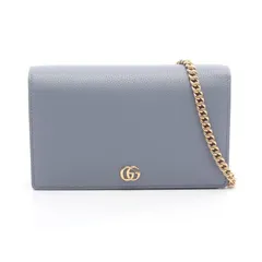 グッチ GUCCI ショルダーバッグ GGマーモント 497985 ブルーグレー レザー チェーンウォレット レディース 未使用