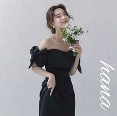大人気＊ブラックドレス 前撮り ウェディング サテン オフショル