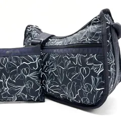 ✨良品✨ Lesportsac レスポートサック ショルダーバッグ トートバッグ ワンショルダーバッグ ナイロン 総柄 ブラック 黒色 ユニセックス 男女兼用