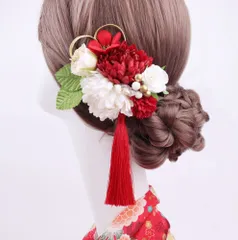 髪飾り 牡丹かんざし タッセル付き ヘアアクセサリー 和装  成人式 卒業式 結婚式 記念写真P_4