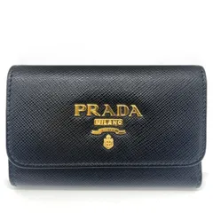 プラダ  サフィアーノレザー 4連 キーケース ブラック PRADA Aランク 中古