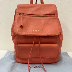 6184　Cath Kidston　キャスキッドソン　リュックサック　バックパック　リュック　レザー　サーモンピンク　無地　レディース　シンプル　きれいめ　上品　カジュアル