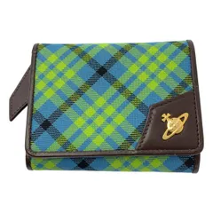 Vivienne Westwood / ヴィヴィアンウエストウッド | チェック オーブ 三つ折り財布 | ブラウン/グリーン/ライトブルー | レディース