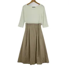 nano universe ナノユニバース ドッキングワンピース sizeF/ベージュ×ホワイト